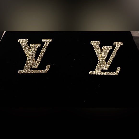 Louis Vuitton Jewelry - Louis Vuitton Gold Crystal Logo Earrings